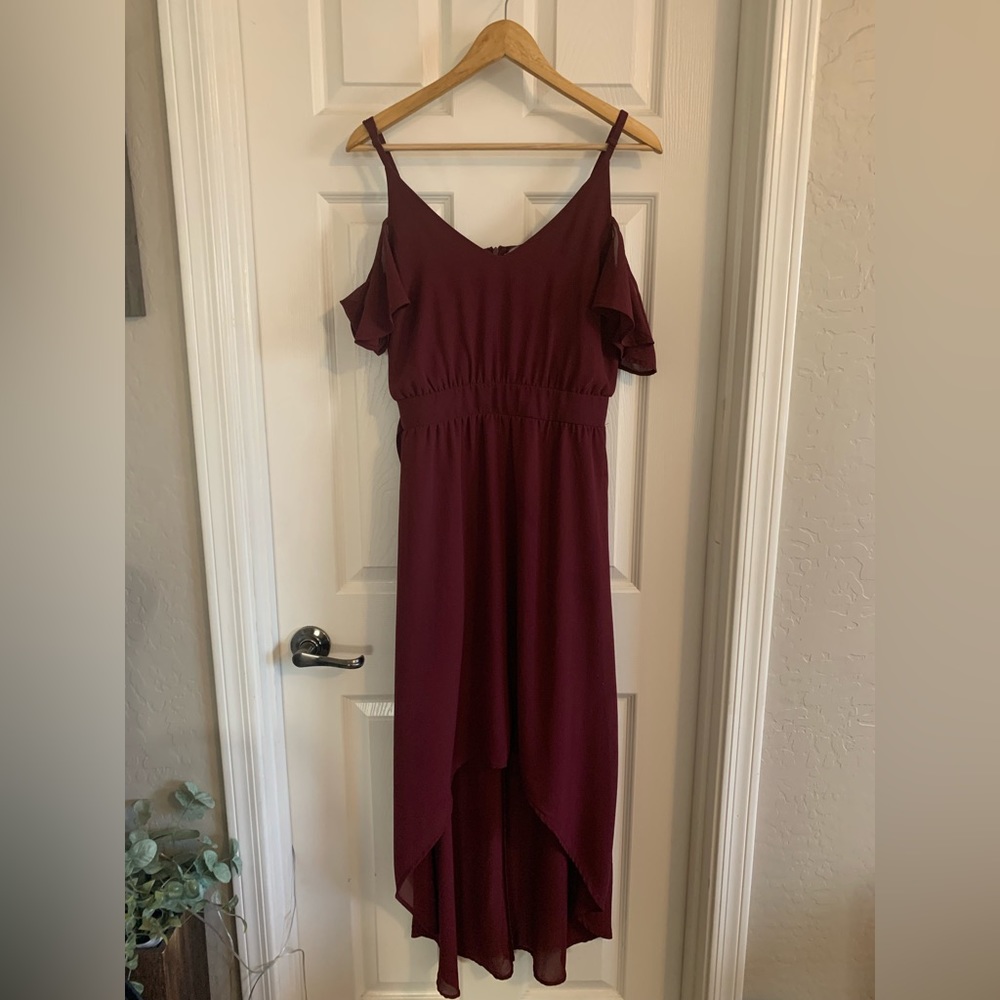 Burgundy high low dress